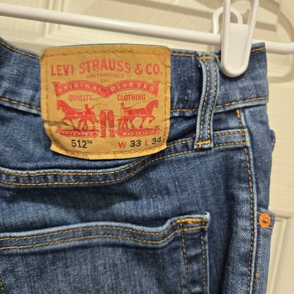 Levi’s 512 Slim Taper Jeans Blue Denim Size 33x34 - Picture 3 of 9